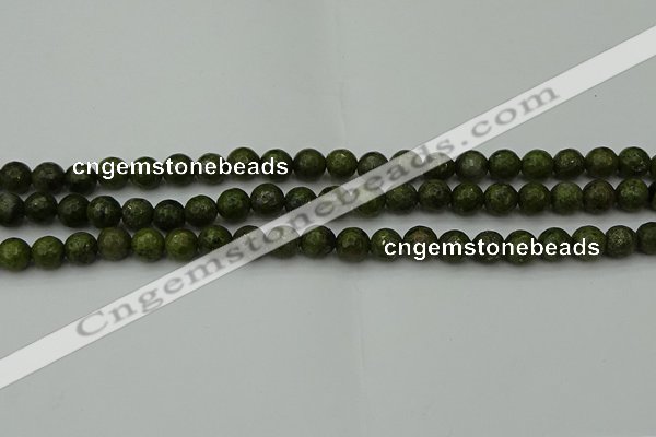 CGJ461 15.5 inches 6mm faceted round green jasper beads wholesale