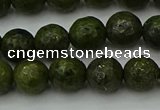 CGJ462 15.5 inches 8mm faceted round green jasper beads wholesale