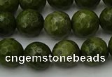 CGJ463 15.5 inches 10mm faceted round green jasper beads wholesale