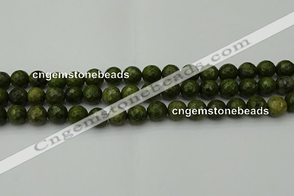 CGJ463 15.5 inches 10mm faceted round green jasper beads wholesale