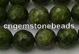 CGJ464 15.5 inches 12mm faceted round green jasper beads wholesale