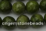 CGJ465 15.5 inches 14mm faceted round green jasper beads wholesale