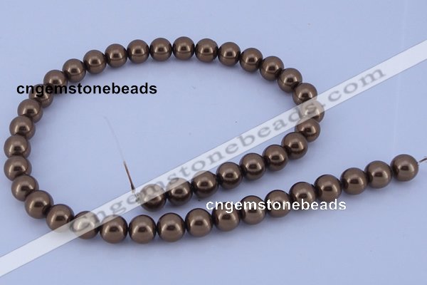 CGL104 10PCS 16 inches 8mm round dyed glass pearl beads wholesale