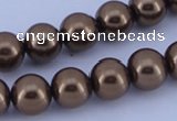 CGL105 5PCS 16 inches 10mm round dyed glass pearl beads wholesale