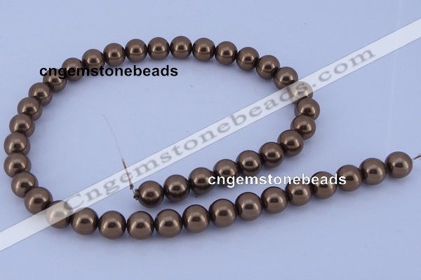 CGL105 5PCS 16 inches 10mm round dyed glass pearl beads wholesale