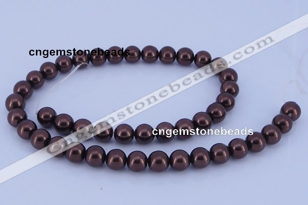 CGL115 5PCS 16 inches 10mm round dyed glass pearl beads wholesale