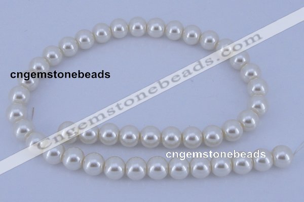 CGL14 10PCS 16 inches 8mm round dyed glass pearl beads wholesale