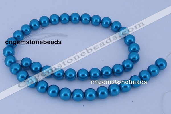 CGL256 5PCS 16 inches 12mm round dyed glass pearl beads wholesale