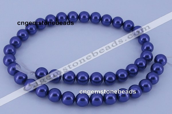 CGL266 5PCS 16 inches 12mm round dyed glass pearl beads wholesale