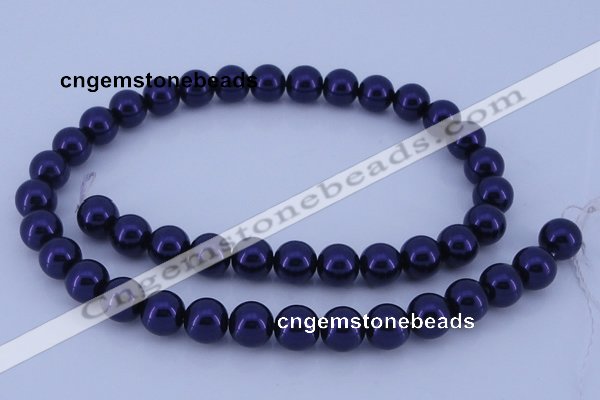 CGL276 5PCS 16 inches 12mm round dyed glass pearl beads wholesale