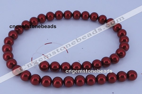 CGL325 5PCS 16 inches 10mm round dyed glass pearl beads wholesale