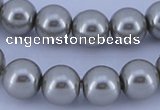 CGL376 5PCS 16 inches 12mm round dyed glass pearl beads wholesale