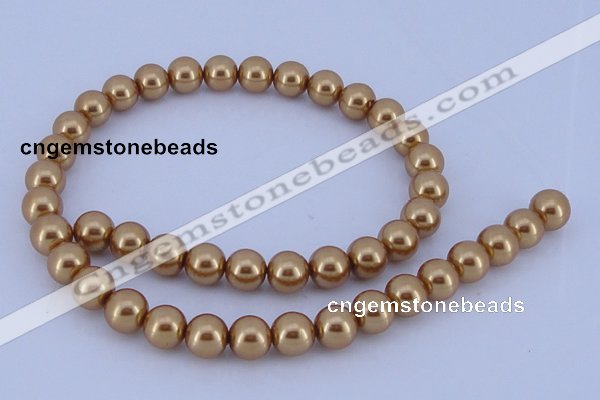 CGL63 10PCS 16 inches 6mm round dyed glass pearl beads wholesale