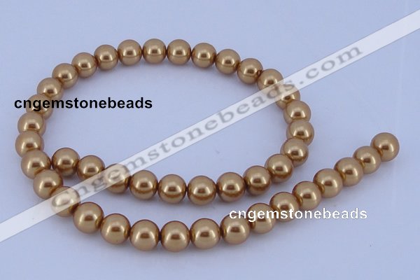 CGL65 5PCS 16 inches 10mm round dyed glass pearl beads wholesale