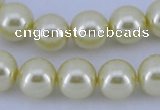 CGL82 10PCS 16 inches 4mm round dyed glass pearl beads wholesale