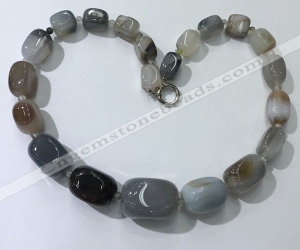 CGN100 20 inches 10*15mm - 20*30mm nuggets agate gemstone necklaces