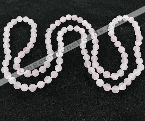 CGN1001 8mm round matte rose quartz 108 beads mala necklaces