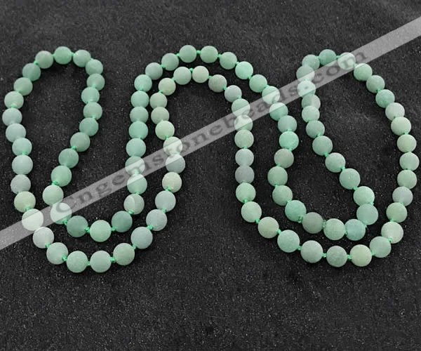 CGN1003 8mm round matte green aventurine 108 beads mala necklaces