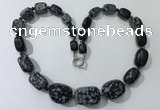 CGN132 22 inches 10*14mm - 20*30mm nuggets snowflake obsidian necklaces