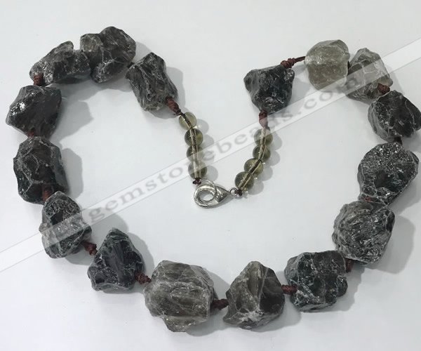 CGN143 19.5 inches 10*14mm - 20*30mm nuggets smoky quartz necklaces