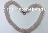 CGN171 20 inches 7*12mm - 9*12mm tyre matte rose quartz necklaces