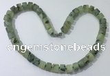 CGN175 20 inches 7*12mm - 9*12mm tyre matte prehnite necklaces