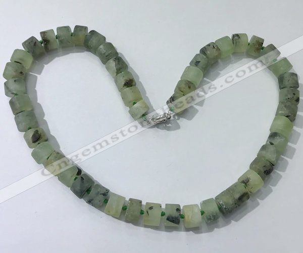 CGN175 20 inches 7*12mm - 9*12mm tyre matte prehnite necklaces