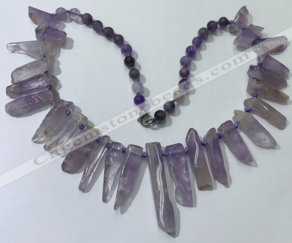 CGN187 23 inches 8*20mm - 11*60mm amethyst stick necklaces