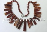 CGN191 23 inches 8*20mm - 11*60mm red agate stick necklaces