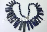 CGN193 23 inches 8*20mm - 11*60mm lapis lazuli stick necklaces