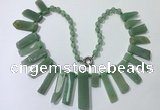 CGN194 23 inches 8*20mm - 11*60mm green aventurine stick necklaces