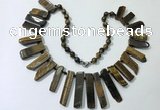 CGN195 23 inches 8*20mm - 11*60mm yellow tiger eye stick necklaces