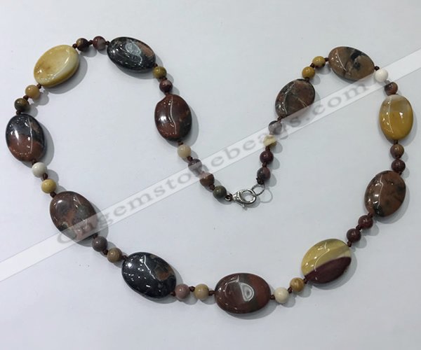 CGN204 22 inches 6mm round & 18*25mm oval mookaite necklaces