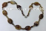 CGN216 22 inches 6mm round & 18*25mm oval agate necklaces