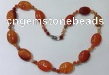 CGN218 22 inches 6mm round & 18*25mm oval agate necklaces