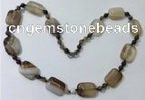 CGN231 22 inches 6mm round & 18*25mm rectangle agate necklaces