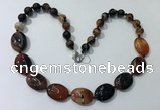 CGN252 20.5 inches 8mm round & 18*25mm oval agate necklaces