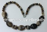 CGN271 18.5 inches 8mm round & 18*25mm oval agate beaded necklaces