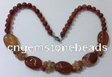 CGN275 18.5 inches 8mm round & 18*25mm oval agate beaded necklaces