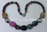 CGN279 18.5 inches 8mm round & 18*25mm oval agate beaded necklaces