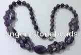 CGN291 24.5 inches chinese crystal & amethyst beaded necklaces