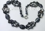 CGN295 24.5 inches chinese crystal & black agate beaded necklaces