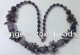 CGN301 27.5 inches chinese crystal & amethyst beaded necklaces