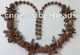 CGN304 27.5 inches chinese crystal & goldstone beaded necklaces