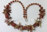 CGN306 27.5 inches chinese crystal & red agate beaded necklaces