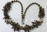 CGN308 27.5 inches chinese crystal & yellow tiger eye beaded necklaces