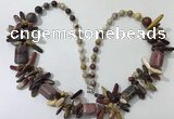 CGN309 27.5 inches chinese crystal & mookaite beaded necklaces