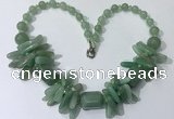 CGN336 20.5 inches chinese crystal & green aventurine beaded necklaces