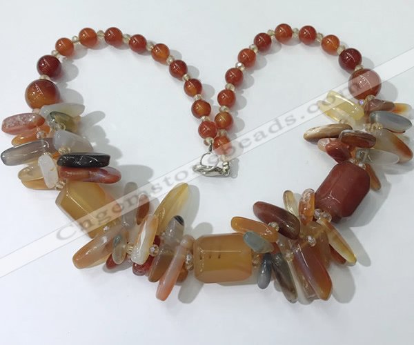 CGN338 20.5 inches chinese crystal & red agate beaded necklaces