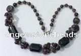 CGN341 20.5 inches chinese crystal & garnet beaded necklaces